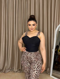 “Black pajamas with tiger print”