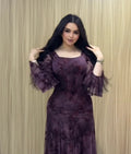 Square Neck Burgundy Dress