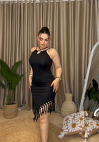 * Elegant Black Fringe Dress