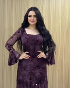 Square Neck Burgundy Dress