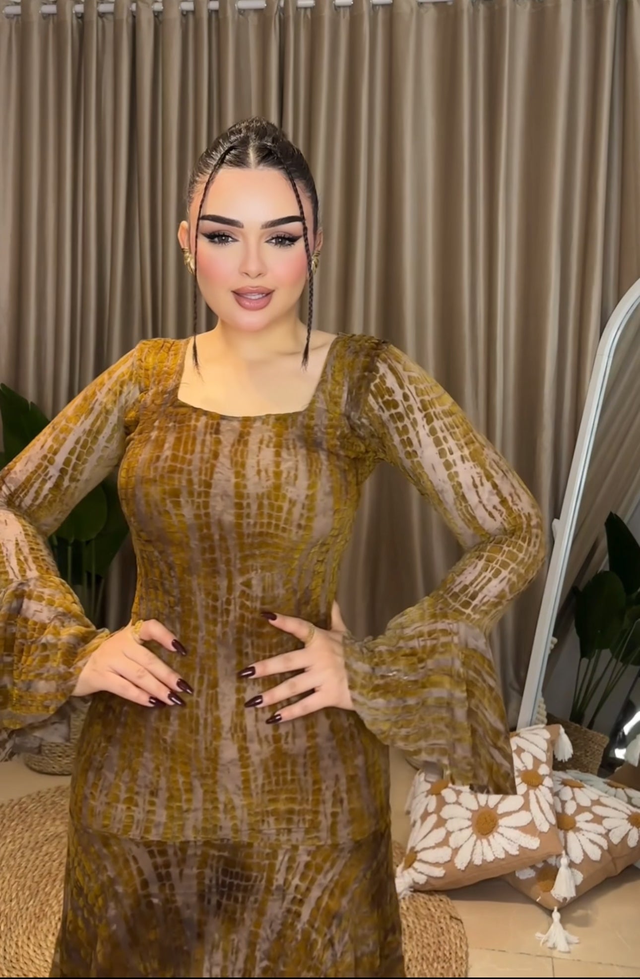 فستان تول مطبوع