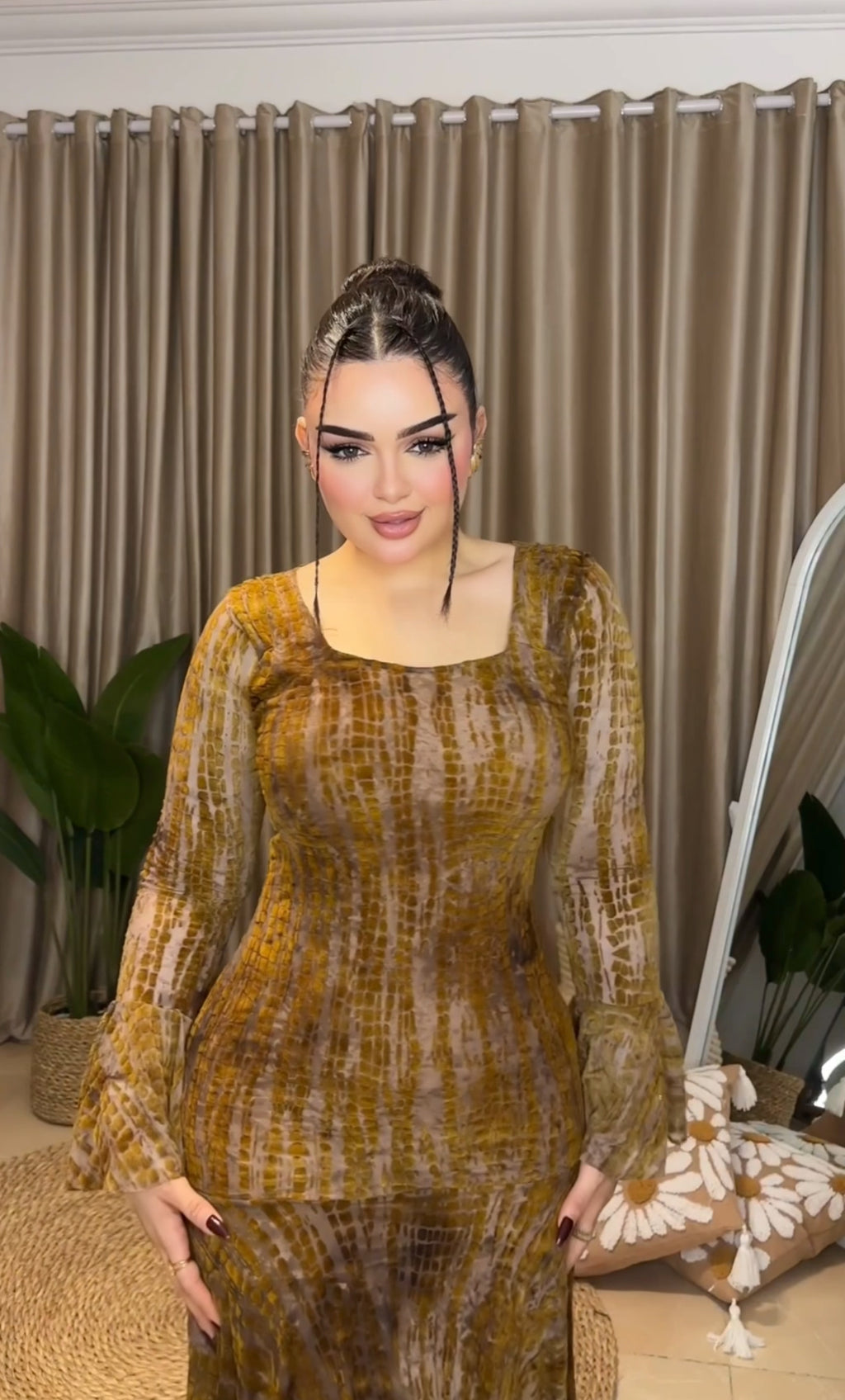 فستان تول مطبوع