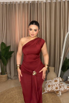 Burgundy Brooch Dress