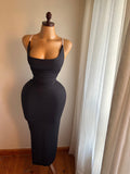 black lycra dress