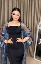 Black cash with sea wave robe