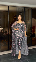 Cashmere rose printed with a rose printed robe