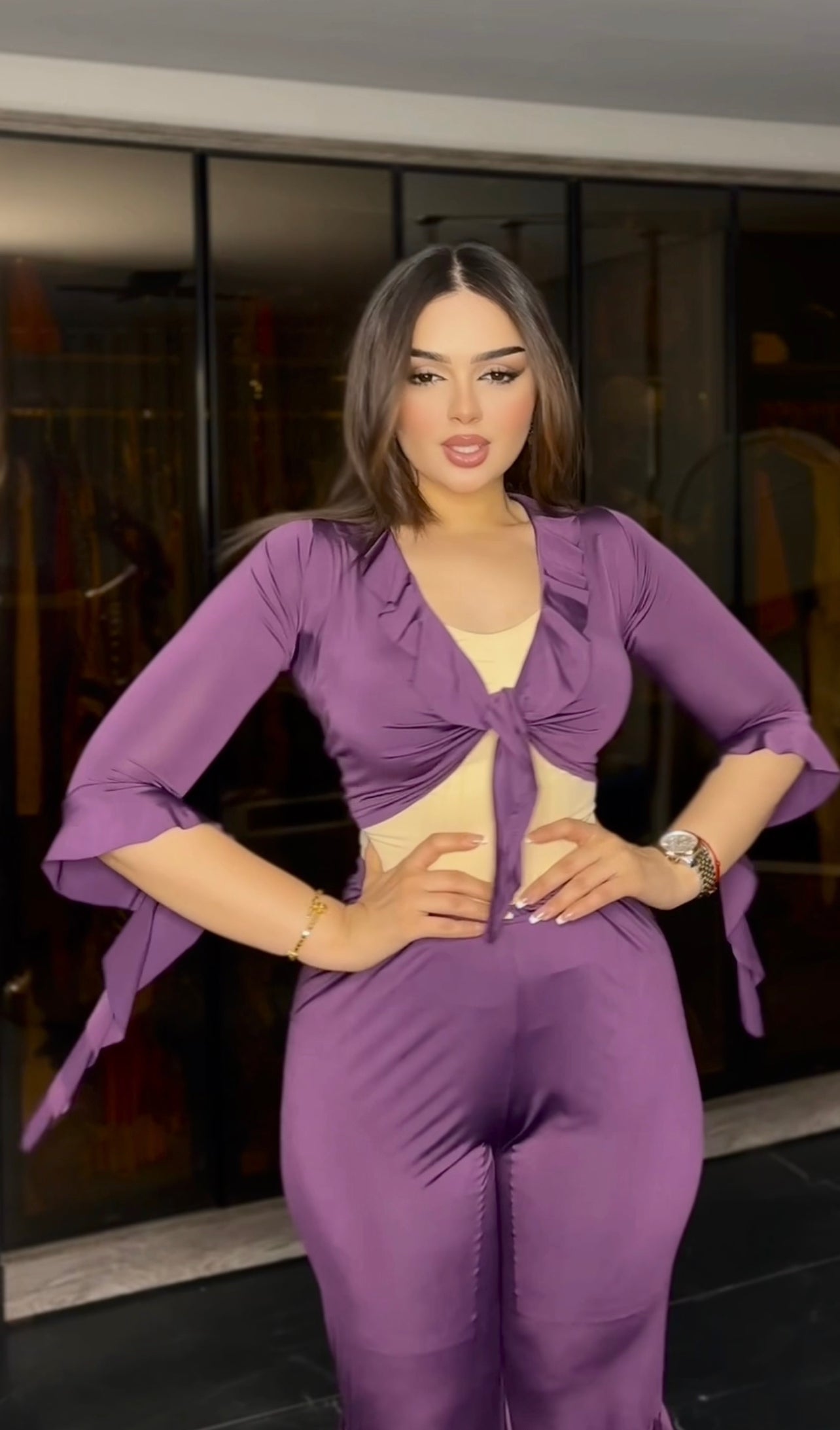 Butter two-piece mauve pajamas