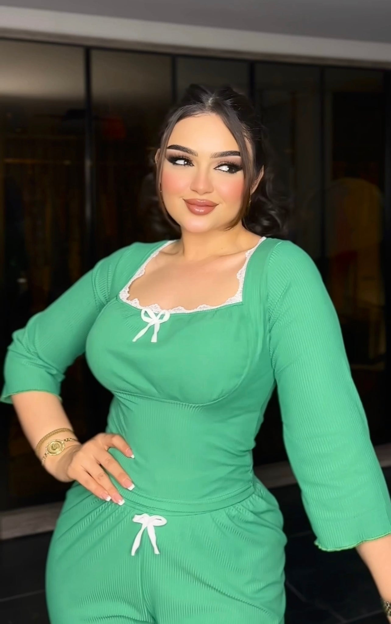 Green lace pajamas