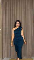 off-the-shoulder rose dress