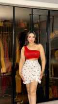 Crisp One Shoulder Skirt Set