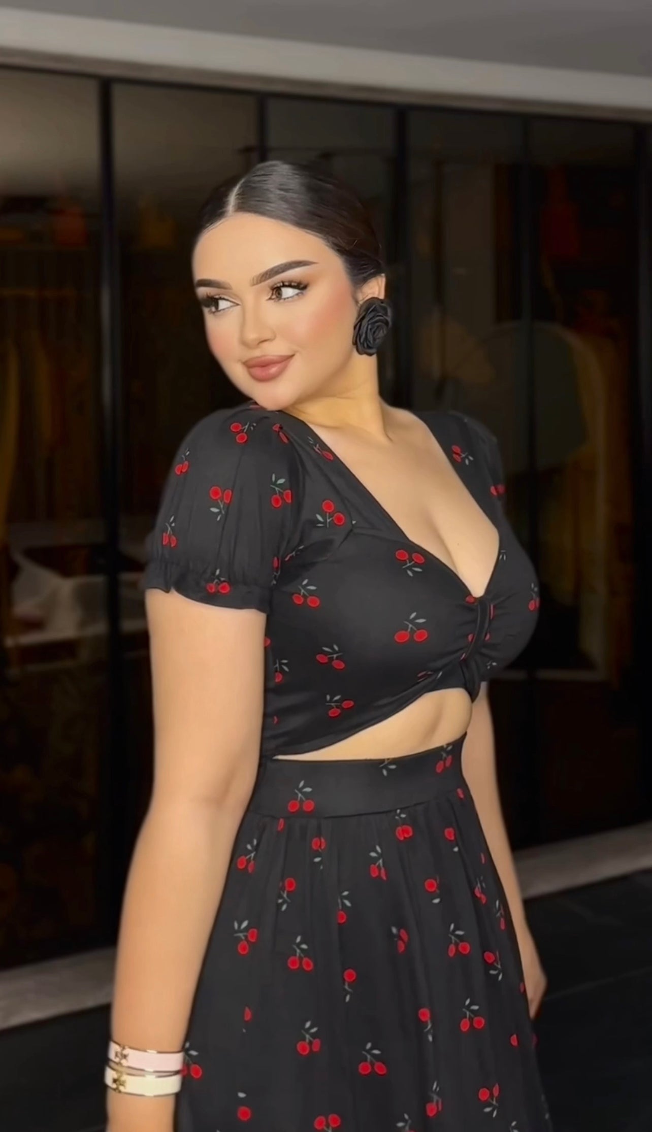 Long black dress set