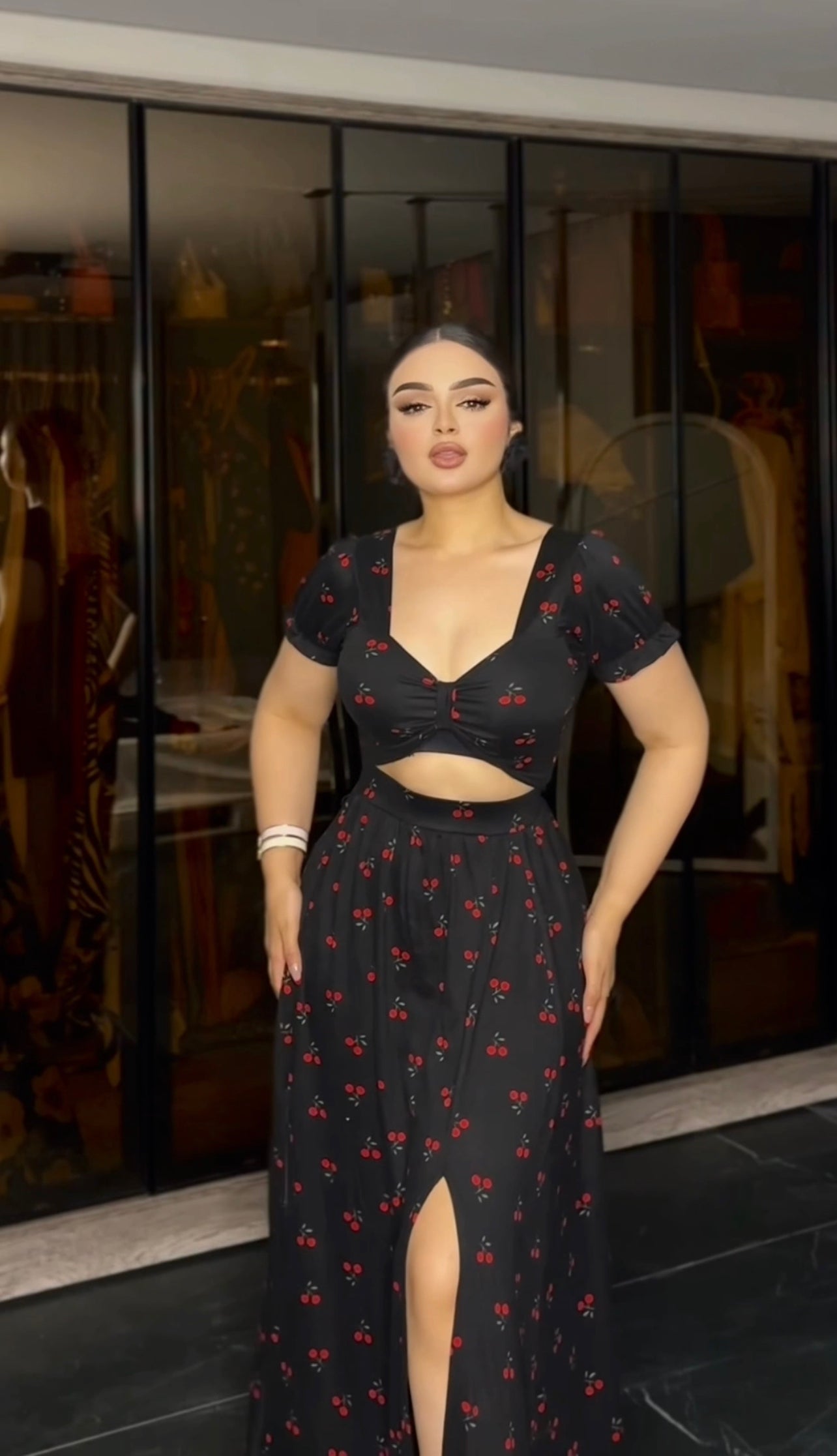 Long black dress set