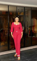 Fuchsia lace pajamas
