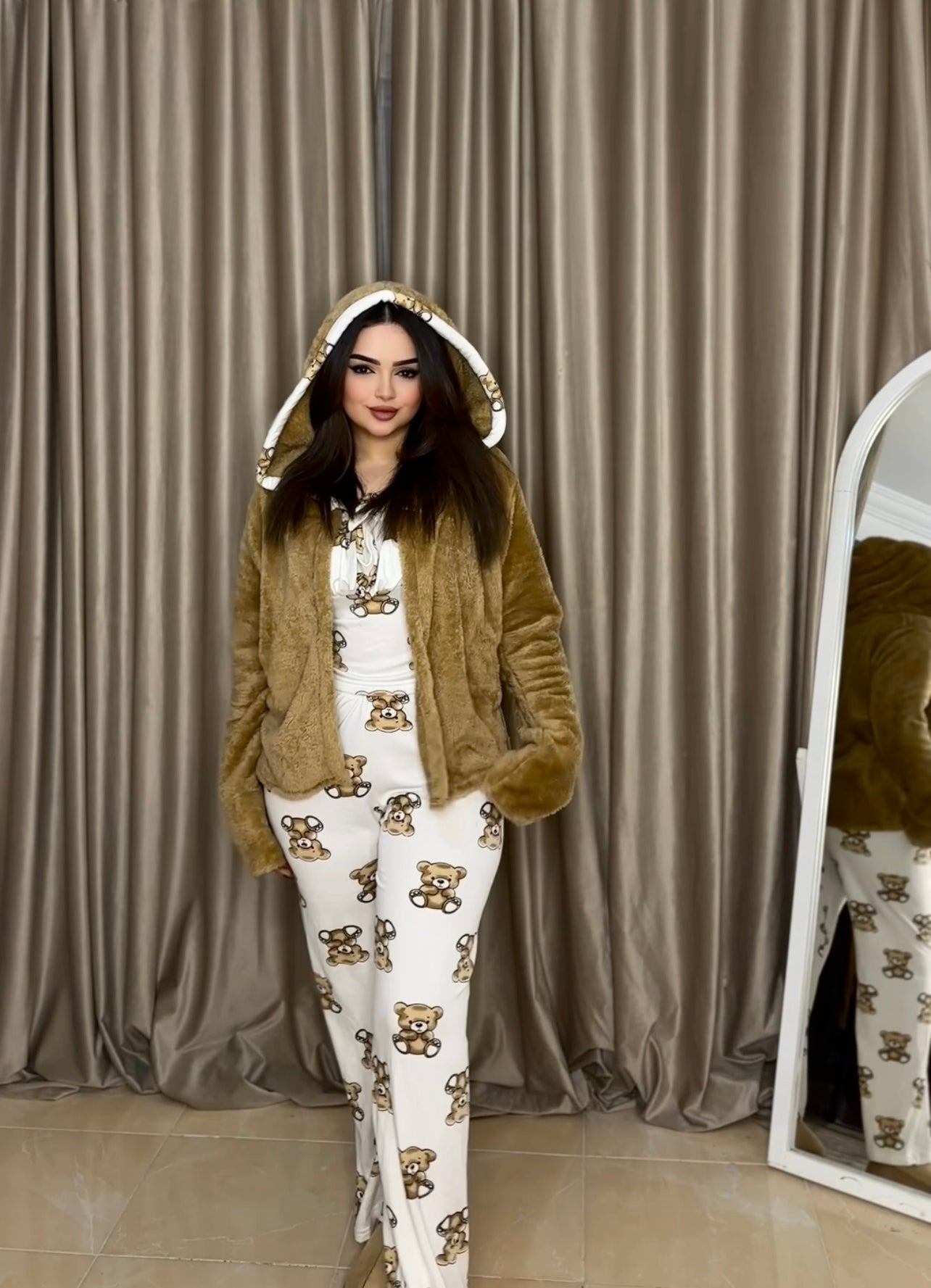 white teddy bear pajamas
