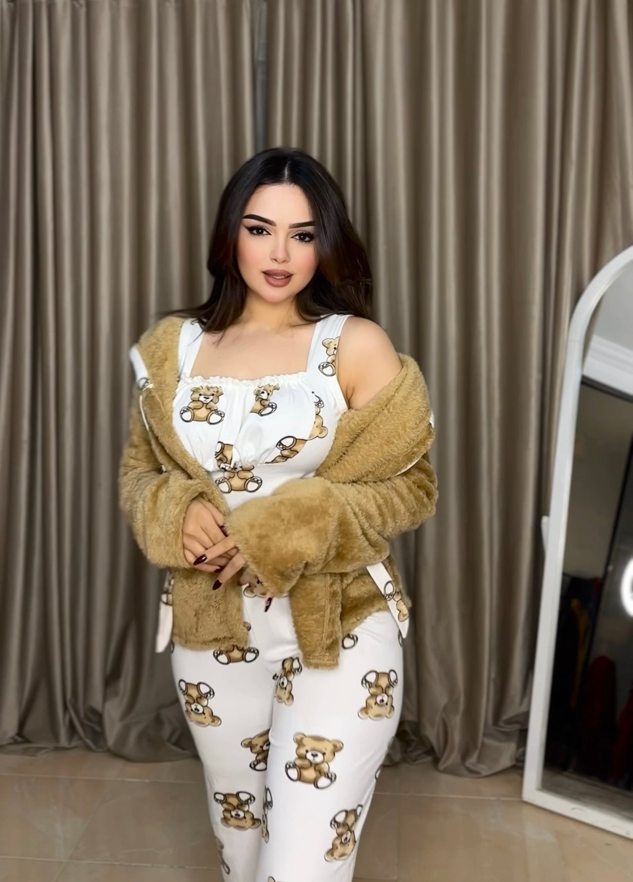 white teddy bear pajamas
