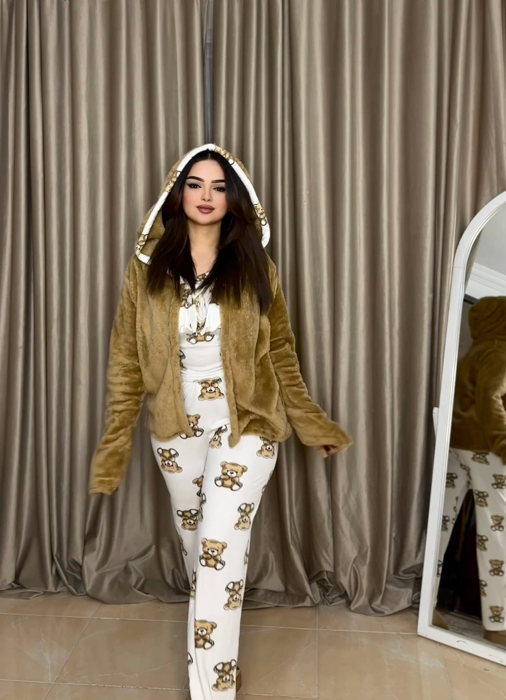 white teddy bear pajamas