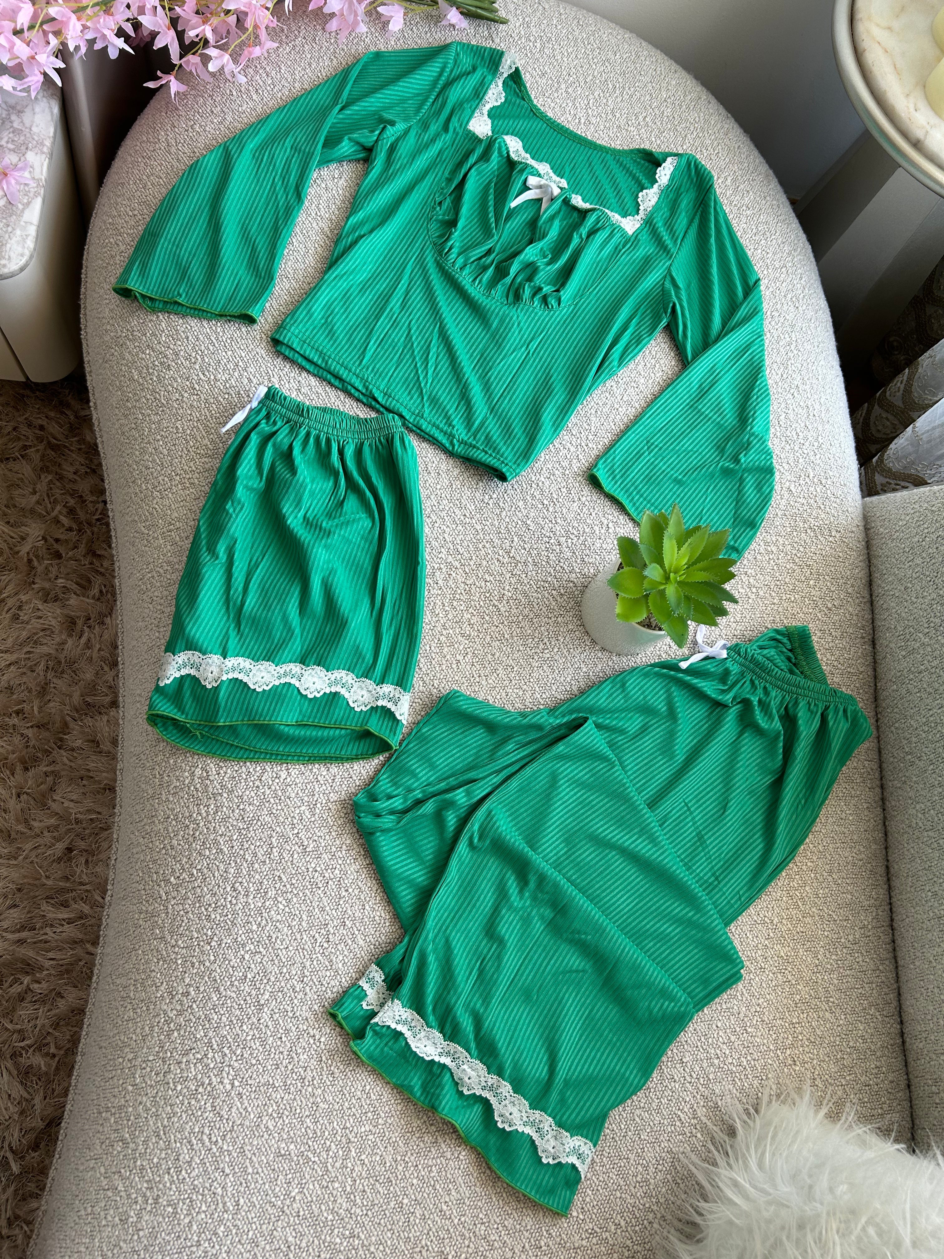 Green lace pajamas