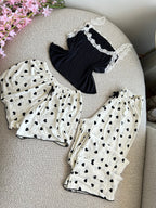 Black Hearts Pajamas 3 Pieces