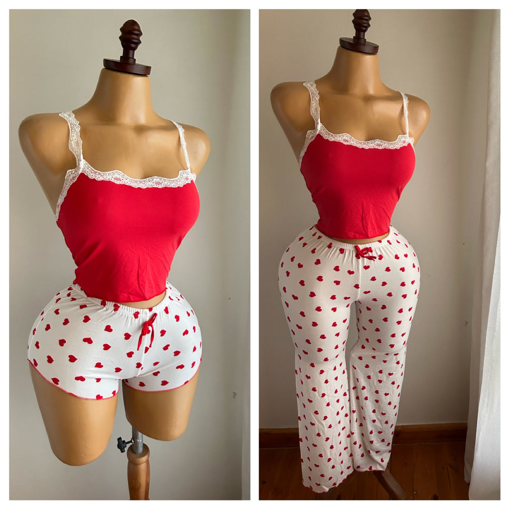 Red Hearts 3-Piece Pajama Set