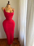 red lycra dress