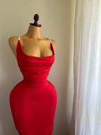red lycra dress