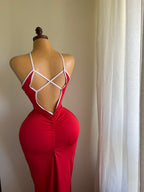 red lycra dress
