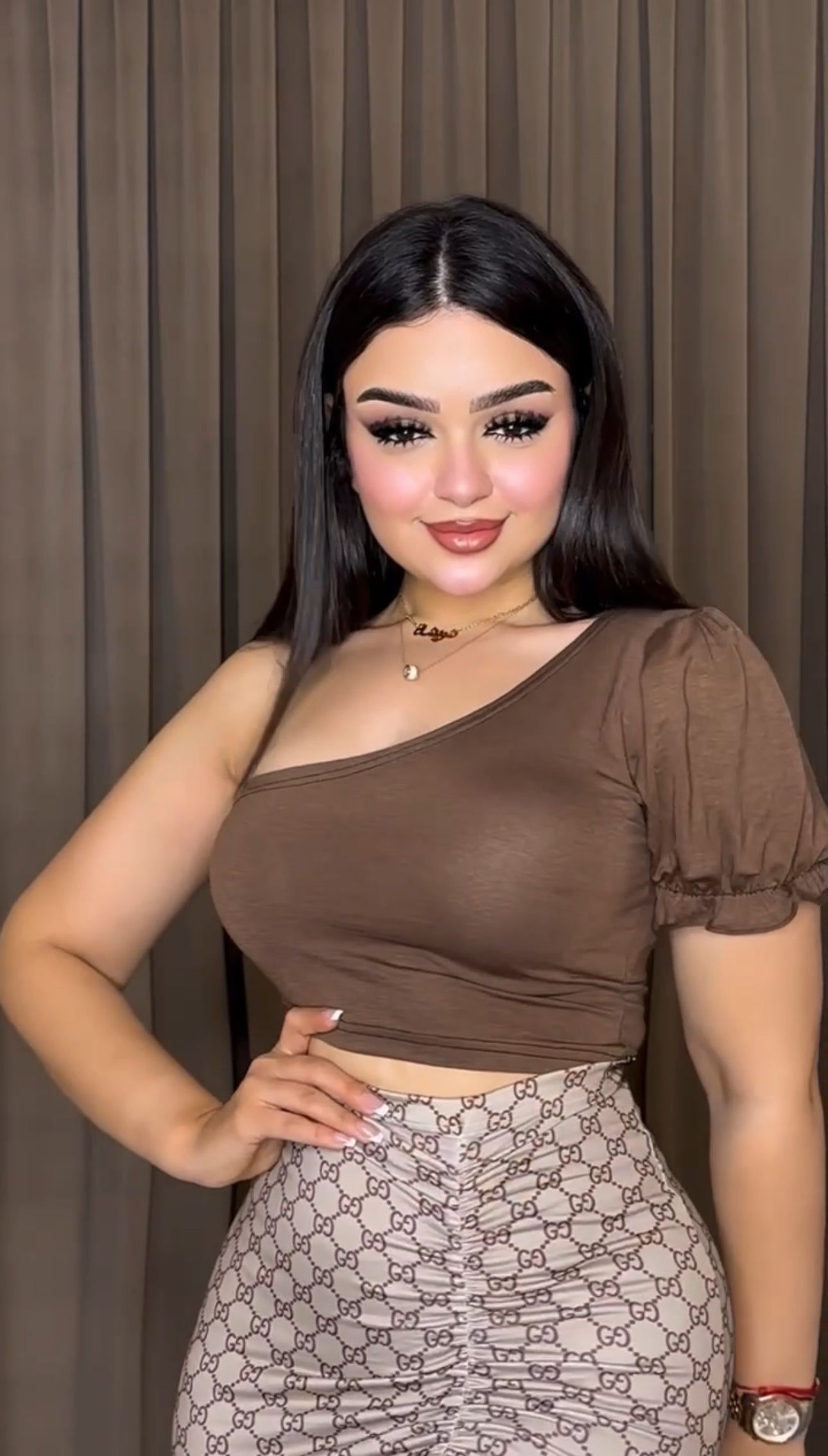 Brown skirt set