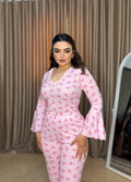 pink bow pajama set