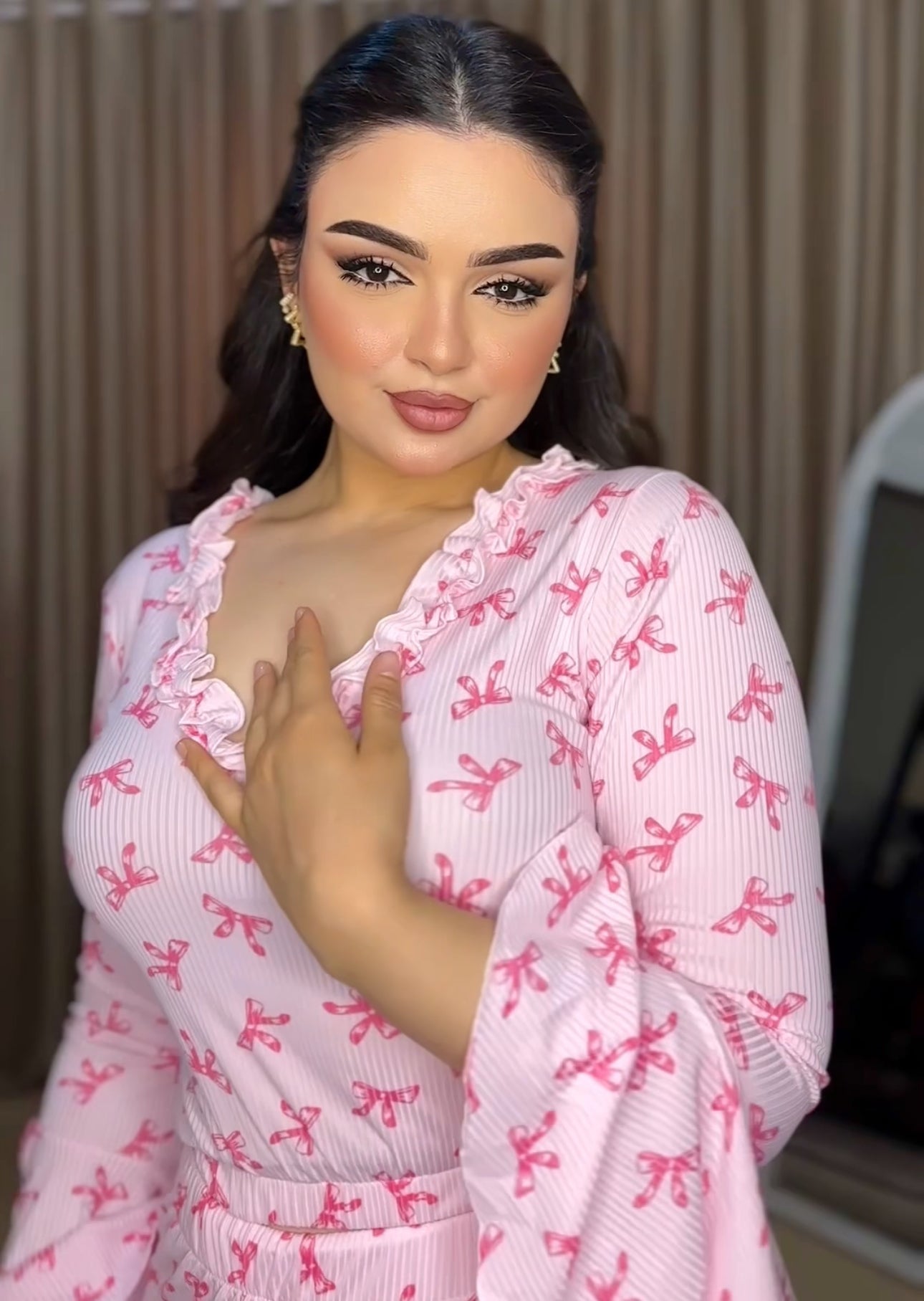 pink bow pajama set