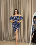 Navy polka dot print